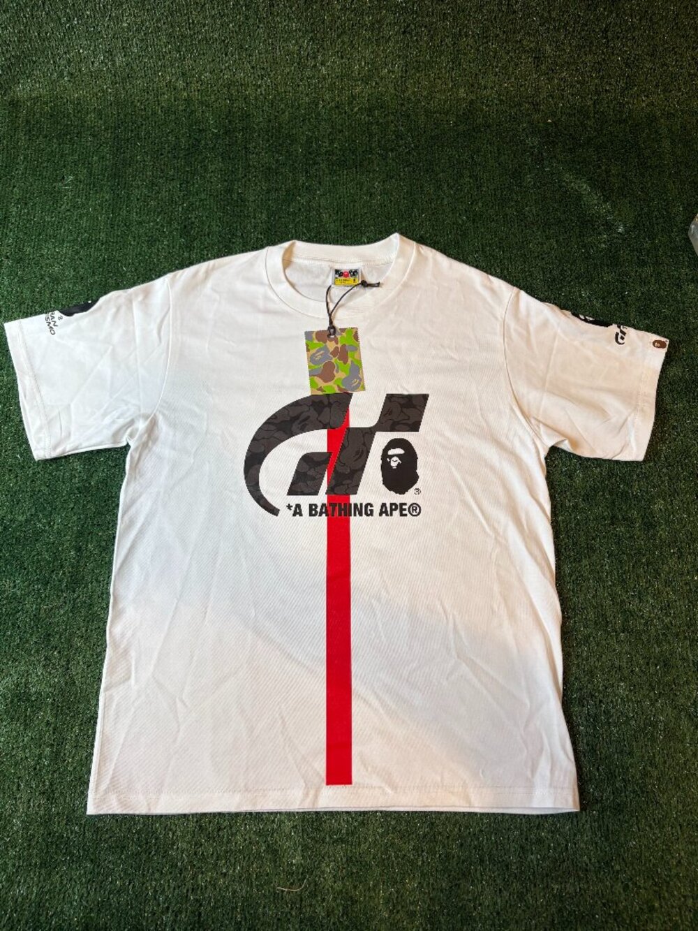 BAPE Racing Logo Graphic Tee White NWT